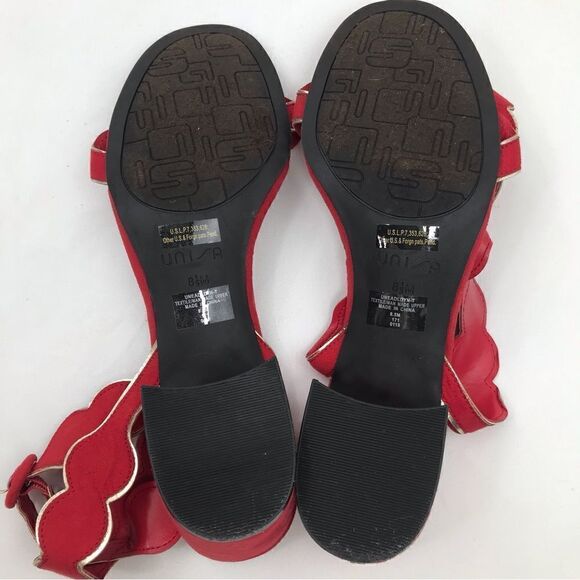 Unisa Red Estlin Suede Ankle Strap Block Heel Sandals - Picture 12 of 15